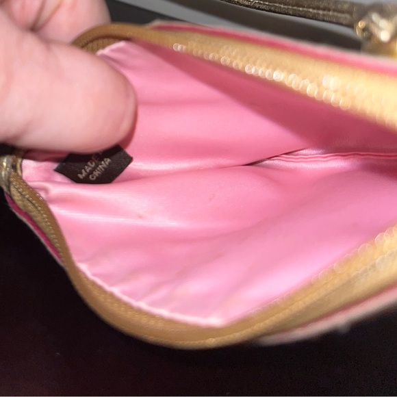 COACH LEGACY MULTICOLOR STRIPE SATIN METALLIC LEATHER PURSE BAG WALLET WRISTLET - Picture 4 of 4